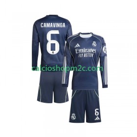 Real Madrid Camavinga 6 Bambino Maglia Trasferta 2025/2026 Manica Lunga